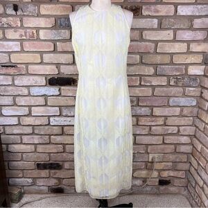 HUGO BOSS Runway Edition pale yellow white sleeveless column midi dress